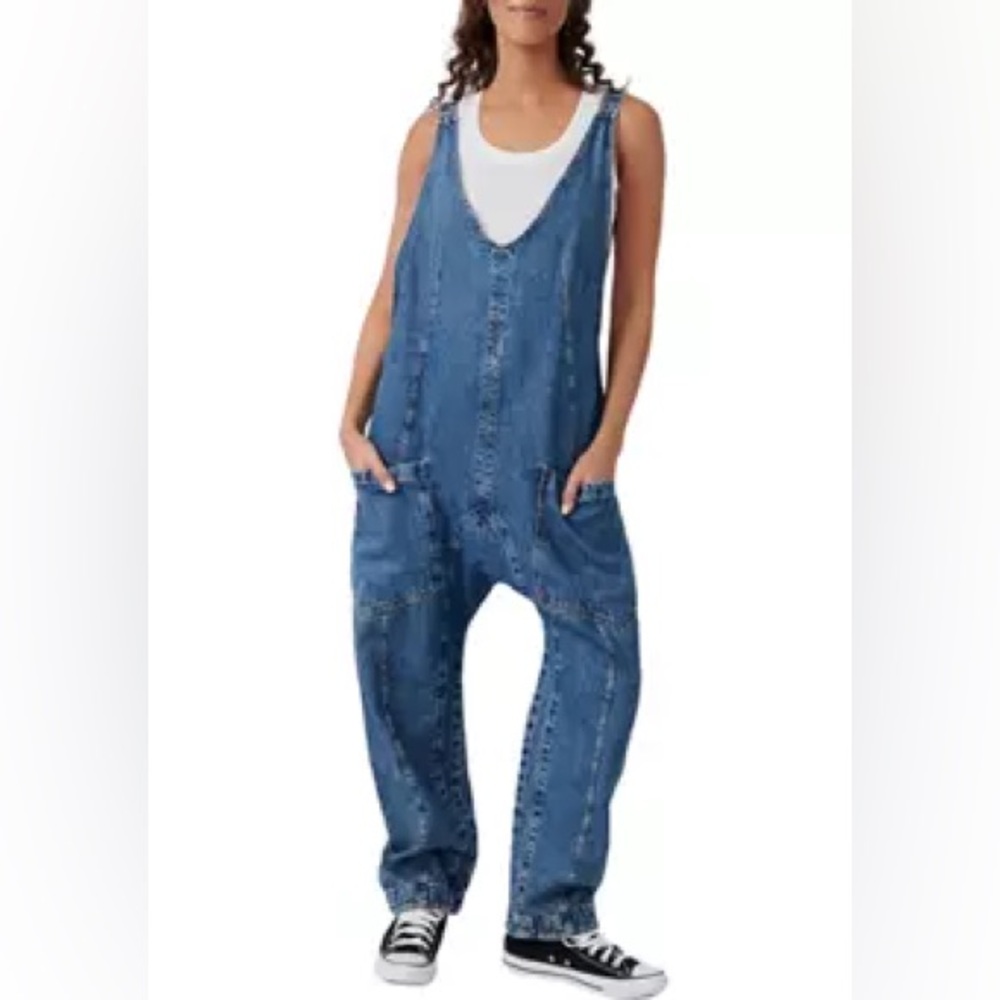 We The Free High Roller Jumpsuit -Sapphire Blue-Size Medium